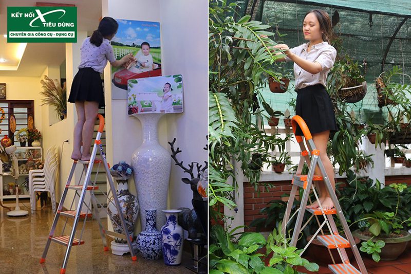 Thang nhôm ghế dễ sử dụng, kể cả phụ nữ cũng sử dụng không vấn đề gì Thang nhôm ghế dễ sử dụng, kể cả phụ nữ cũng sử dụng không vấn đề gì